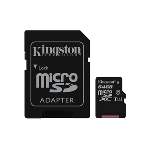 Kingston Canvas Select - Scheda di memoria flash (adattatore da microSDXC a SD in dotazione) - 64 GB - UHS-I U1 / Class10 - UHS-I microSDXC
