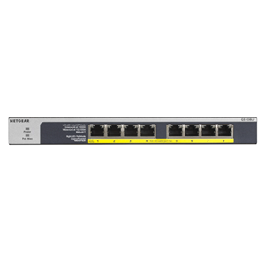 NETGEAR Switch Unmanaged 8 porte 1G PoE+ 60W Switch Unmanaged Gigabit a 8 porte 10/100/1000Mbps tutte Poe+ - Budget PoE di default di 60W Budget PoE flessibile tramite PSU esterni intercambiabili e selettore di potenza posto sul retro dello switch, i mode