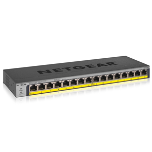 NETGEAR GS116LP Switch Unmanaged PoE/PoE+, 16 porte PoE+ con budget totale 76 W, con FlexPoE per espandere budget a 115W e 183W