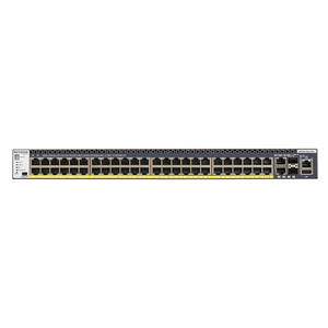 NETGEAR ProSafe Stackable Switch M4300-52G-PoE+ - Full Managed Gigabit PoE+ 480W Layer 3 a 24 porte 10/100/1000 Mbit RJ45 PoE (802.3af-802.3at) + 2 porte 100/1000Mbit/10Gbit RJ45 + 2 porte SFP/SFP+ (per moduli AGM731F - AGM732F - AGM734 - AXM761 AXM762 -