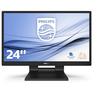 Philips B Line 242B9T - Monitor a LED - 24" (23.8" visualizzabile) - touchscreen - 1920 x 1080 Full HD (1080p) @ 60 Hz - IPS - 250 cd/m² - 1000:1 - 5 ms - HDMI, DVI-D, VGA, DisplayPort - altoparlanti - black texture