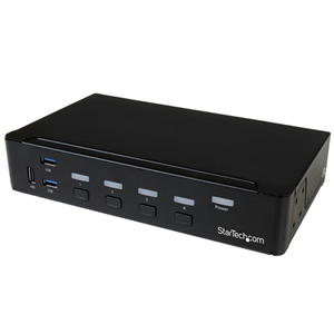 StarTech.com Switch Commutatore KVM a 4 Porte DisplayPort con Hub per periferiche USB 3.0 - 4K - Switch KVM / USB - 4 x KVM / audio / USB + 3 x SuperSpeed USB - 1 utente locale - montabile su rack - 120/230 V CA / 9 - 12 V CC - per P/N: SV431RACK