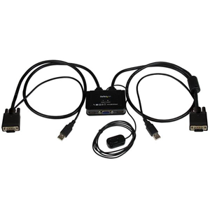 StarTech.com Switch Commutatore KVM USB VGA a 2 porte - Switch Box KVM Alimentato via USB con pulsante di commutazione a distanza - Switch KVM - 2 x KVM port(s) - 1 utente locale - desktop