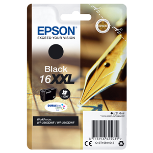 Epson 16XXL - 21.6 ml - XL - nero - originale - blister - cartuccia d'inchiostro - per WorkForce WF-2660DWF