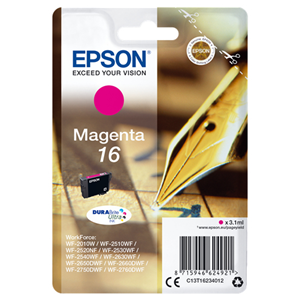 EPSON CART INK MAGENTA PER WF-2510WF, WF-2520NF, WF-2530WF WF-2540WF SERIE 16 PENNA E CRUCIVERBA