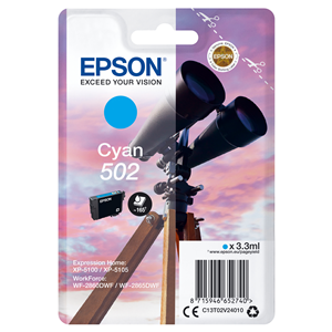 EPSON SUPPLIES Epson 502 - 3.3 ml - ciano - originale - blister - cartuccia d'inchiostro - per Expression Home XP-5100, 5105, 5150, 5155, WorkForce WF-2860, 2865, 2880, 2885