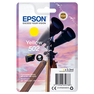EPSON SUPPLIES Epson 502 - 3.3 ml - giallo - originale - blister - cartuccia d'inchiostro - per Expression Home XP-5100, 5105, 5150, 5155, WorkForce WF-2860, 2865, 2880, 2885