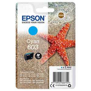 EPSON SUPPLIES Epson 603 - 2.4 ml - ciano - originale - blister - cartuccia d'inchiostro - per Expression Home XP-2150, 2155, 3150, 3155, 4150, 4155, WorkForce WF-2820, 2840, 2845, 2870