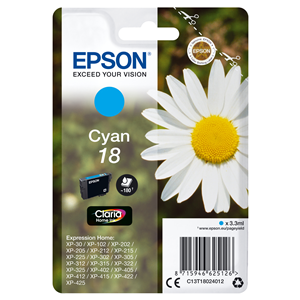 Epson 18 - 3.3 ml - ciano - originale - cartuccia d'inchiostro - per Expression Home XP-212, 215, 225, 312, 315, 322, 325, 412, 415, 422, 425