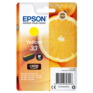 Epson 33 - 4.5 ml - giallo - originale - blister - cartuccia d'inchiostro - per Expression Home XP-635, 830, Expression Premium XP-530, 540, 630, 635, 640, 645, 830, 900