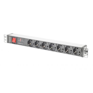 DIGITUS MULTIPRESA ALIMENTAZIONE PER RACK 19" IN ALLUMINIO CON 7 PRESE SCHUKO E SPINA SCHUKO E INTERRUTTORE