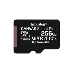 Kingston Canvas Select Plus - Scheda di memoria flash - 256 GB - A1 / Video Class V30 / UHS Class 3 / Class10 - UHS-I microSDXC
