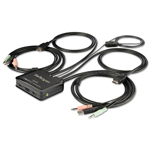 StarTech.com Switch KVM HDMI a 2 porte con cavi integrati - USB 4K 60 Hz (SV211HDUA4K) - Switch KVM / audio - 2 x KVM / audio - 1 utente locale - desktop