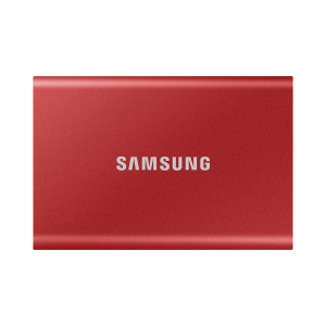 Samsung T7 MU-PC500R - SSD - crittografato - 500 GB - esterno (portatile) - USB 3.2 Gen 2 (USB-C connettore) - 256 bit AES - rosso metallizzato