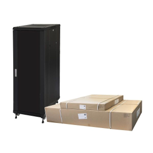 LINK ARMADIO RACK 19" PER RETI 32U (A)1610, (L)600, (P)600 COLORE NERO DISASSEMBLATO PORTA VETRO