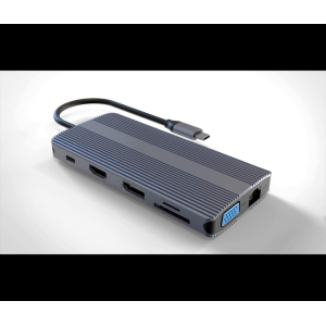 LINK DOCKING STATION USB-C CON 12 PORTE USB, HDMI, DP, VGA, PD, AUDIO, GIGABIT, CARD, PER NOTEBOOK TABLET SMARTPHONE