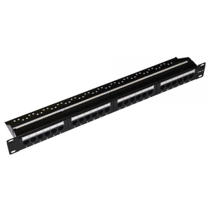 LINK PANNELLO PATCH 19" NON SCHERMATO UTP 24 PORTE 8 POLI RJ45 PER RETI CATEGORIA 5E NERO