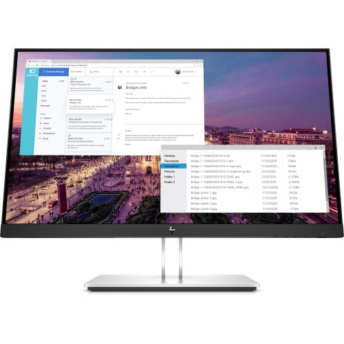 HP E23 G4 - E-Series - monitor a LED - 23" - 1920 x 1080 Full HD (1080p) @ 60 Hz - IPS - 250 cd/m² - 1000:1 - 5 ms - HDMI, VGA, DisplayPort - nero, argento - promo