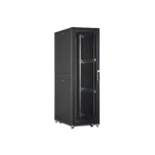 DIGITUS ARMADIO RACK 19" 42 UNITA' LINEA SERVER (A)1970 x (L)800 (P)1000MM. COLORE NERO CON PORTA TRAFORATA E RUOTE