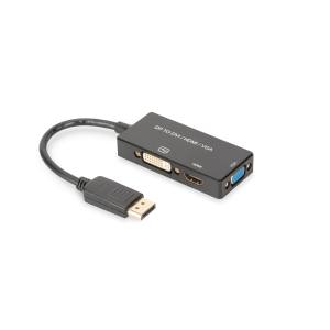 DIGITUS ADATTATORE VIDEO 3 IN 1 CONNETTORE DP MASCHIO - HDMI + DVI + VGA