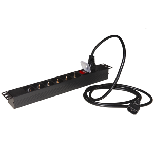LINK MULTIPRESA DA RACK 19" 6 PRESE UNIVERSALI CON CAVO ALIMENTAZIONE C14 MASCHIO REMOVIBILE