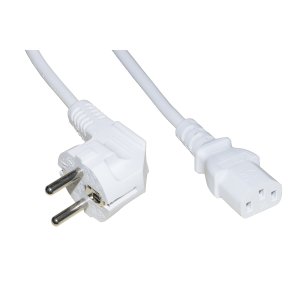 LINK CAVO ALIMENTAZIONE MT. 1.80 SPINA TEDESCA 90 GRADI 250 V - PRESA IEC VDE BIANCO