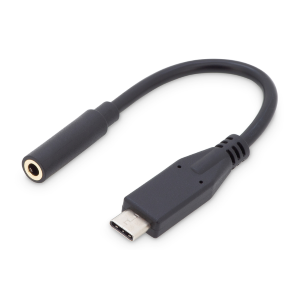 DIGITUS ADATTATORE AUDIO USB TIPO-C / JACK 3.5mm M/F, 0.2 MT COLORE NERO