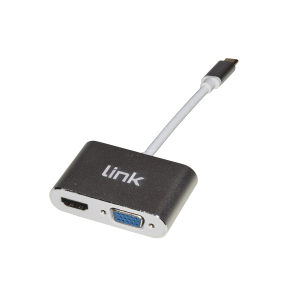LINK ADATTATORE USB-C MASCHIO CON PORTE HDMI 4K E VGA