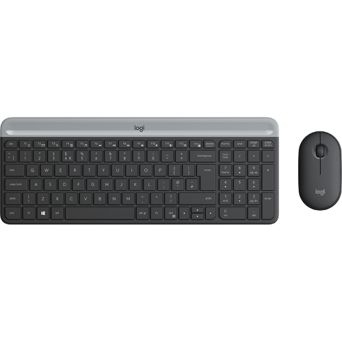 Logitech Slim Wireless Combo MK470 - Set mouse e tastiera - senza fili - 2.4 GHz - QWERTY - Spagnola - grafite
