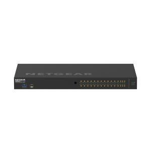 NETGEAR AV Line M4250-26G4F-PoE+ - Switch - L3 - gestito - 24 x 10/100/1000 (PoE+) + 2 x 10/100/1000 + 4 x 1000Base-X SFP - flusso d'aria da laterale a laterale - montabile su rack - PoE+ (300 W)