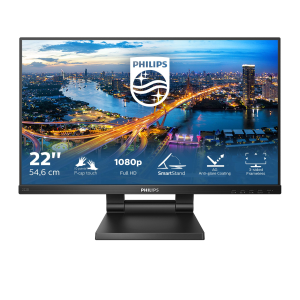 Philips B Line 222B1TC - Monitor a LED - 22" (21.5" visualizzabile) - touchscreen - 1920 x 1080 Full HD (1080p) @ 75 Hz - IPS - 250 cd/m² - 1000:1 - 4 ms - HDMI, VGA, DisplayPort - altoparlanti - black texture