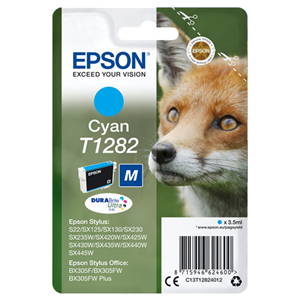 EPSON SUPPLIES Epson T1282 - 3.5 ml - taglia M - ciano - originale - blister - cartuccia d'inchiostro - per Stylus S22, SX130, SX230, SX235, SX430, SX435, SX438, SX440, SX445, Stylus Office BX305