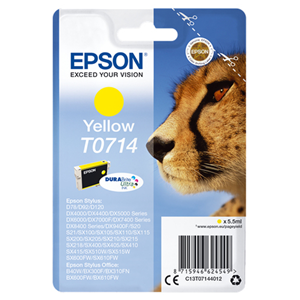 Epson T0714 - 5.5 ml - giallo - originale - cartuccia d'inchiostro - per Stylus DX9400, SX115, SX210, SX215, SX218, SX415, SX515, SX610, Stylus Office BX310, BX610