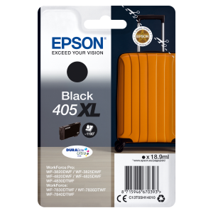 Epson 405XL - 18.9 ml - XL - nero - originale - blister con radiofrequenza / allarme acustico - cartuccia d'inchiostro - per WorkForce WF-7310, 7830, 7835, 7840, WorkForce Pro WF-3820, 3825, 4820, 4825, 4830
