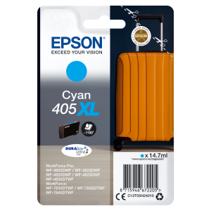 Epson 405XL - 14.7 ml - XL - ciano - originale - blister con radiofrequenza / allarme acustico - cartuccia d'inchiostro - per WorkForce WF-7310, 7830, 7835, 7840, WorkForce Pro WF-3820, 3825, 4820, 4825, 4830