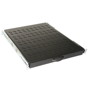 LINK RIPIANO UNIVERSALE PER ARMADIO RACK 19" ESTRAIBILE SU BINARI TELESCOPICI 1 UNITA' NERO 370 MM.