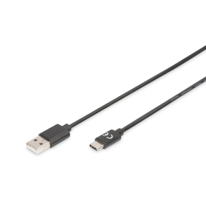 DIGITUS CAVO USB 2.0 TIPO-C - A 1 MT, 3A, 480MB COLORE NERO