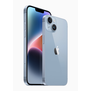 Apple iPhone 14 - 5G smartphone - dual SIM /Memoria Interna 128 GB - display OLED - 6.1" - 2532 x 1170 pixel - 2x fotocamere posteriori 12 MP, 12 MP - front camera 12 MP - blu