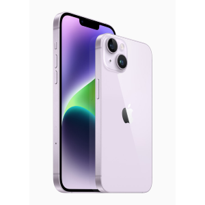 Apple iPhone 14 - 5G smartphone - dual SIM /Memoria Interna 128 GB - display OLED - 6.1" - 2532 x 1170 pixel - 2x fotocamere posteriori 12 MP, 12 MP - front camera 12 MP - viola