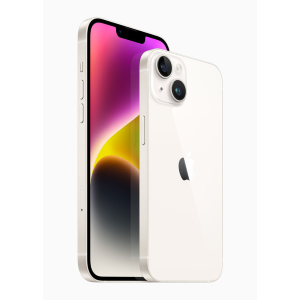 Apple iPhone 14 - 5G smartphone - dual SIM /Memoria Interna 128 GB - display OLED - 6.1" - 2532 x 1170 pixel - 2x fotocamere posteriori 12 MP, 12 MP - front camera 12 MP - starlight