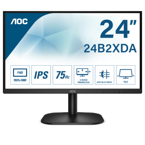 AOC 24B2XDAM - B2 Series - monitor a LED - 24" (23.8" visualizzabile) - 1920 x 1080 Full HD (1080p) @ 75 Hz - VA - 250 cd/m² - 3000:1 - 4 ms - HDMI, DVI, VGA - altoparlanti - nero