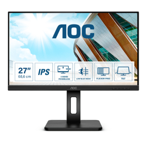AOC 27P2Q - Monitor a LED - 27" - 1920 x 1080 Full HD (1080p) @ 75 Hz - IPS - 250 cd/m² - 1000:1 - 4 ms - HDMI, DVI, DisplayPort, VGA - altoparlanti - nero