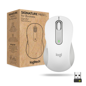 Logitech Signature M650 L for Business - Mouse - per destrorsi - 5 pulsanti - senza fili - Bluetooth, 2.4 GHz - ricevitore USB Logitech Logi Bolt - Off-White