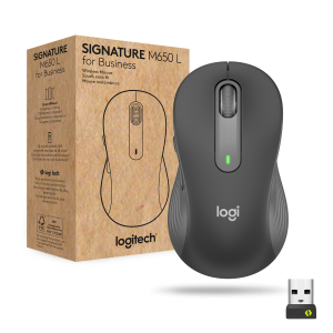 Logitech Signature M650 L for Business - Mouse - per destrorsi - 5 pulsanti - senza fili - Bluetooth, 2.4 GHz - ricevitore USB Logitech Logi Bolt - grafite