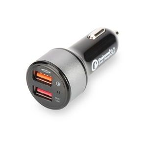 ADATTATORE DA AUTO 12V/24V A 2*USB QUICK CHARGER 3.0 5V. 6.5V. 9V. 10V. 