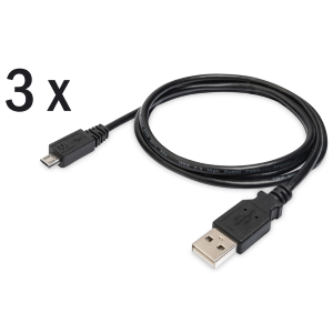 DIGITUS CONFEZIONE 3 CAVI USB 2.0 MICRO USB 1 MT 3A, COLORE NERO