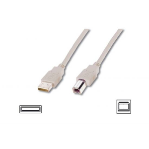 DIGITUS CAVO USB 2.0 CONNETTORI A-B, LUNGHEZZA MT. 3 COLORE GRIGIO CHIARO