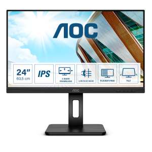 AOC 24P2Q - Monitor a LED - 24" (23.8" visualizzabile) - 1920 x 1080 Full HD (1080p) @ 75 Hz - IPS - 250 cd/m² - 1000:1 - 4 ms - HDMI, DVI, DisplayPort, VGA - altoparlanti - nero