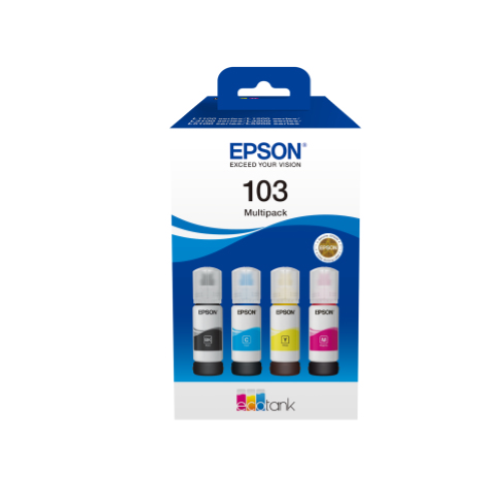 Epson 103 Multipack - Confezione da 4 - nero, ciano, magenta, giallo - originale - ricarica inchiostro - per Epson L1210, L3210, L3211, L3256, L3260, L3266, EcoTank L11050, L1250, L3210, L3250, L3260