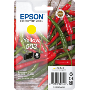 Epson 503 - 3.3 ml - giallo - originale - blister con radiofrequenza / allarme acustico - cartuccia d'inchiostro - per Expression Home XP-5200, XP-5205, WorkForce WF-2960DWF, WF-2965DWF